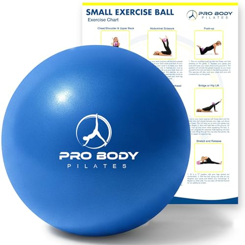 ProBody Pilates Ball, Kleiner Gymnastikball, 9-Zoll-Barre-Ball, Trainingsball für Stabilität, Barre, Bauch, Rumpf, Physio- und Physiotherapieball für das Fitnessstudio (blau)