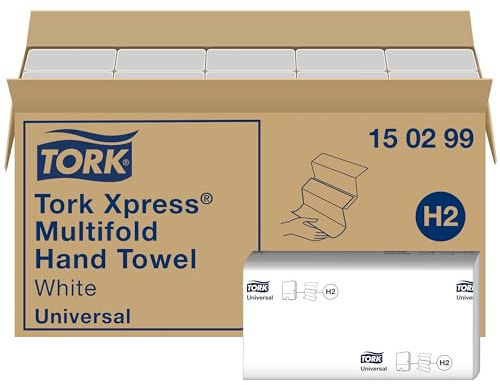 Tork Xpress Multifold Papierhandtücher, 2-lagig, weiß, kompatibel mit H2-Spendern, hygienische Einzelblattentnahme, 20 Packungen x 237 Tücher (150299)