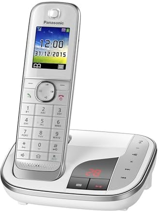 Panasonic KX-TGJ320GW Schnurlostelefon mit Anrufbeantworter, Freisprecheinrichtung, Farb-LCD, DECT-Sicherheit, Strahlungsarm, langlebiger Akku, Schwarz