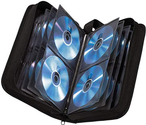 Hama CD Tasche für 80 Discs/CD/DVD/Blu-ray, platzsparend | Mappe schwarz zur Aufbewahrung, für Auto und Zuhause, Transport-Hüllen