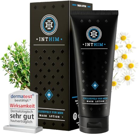 IntHim Antibakterielle Intim Waschlotion Herren - pH-Hautneutrale Intimpflege Männer bei Juckreiz, trockener Haut & Ideal nach dem Sport (1 x 200ml)
