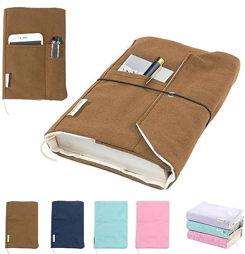 Buchumschläge aus Segeltuch mit verstellbaren Taschen für Stifte, waschbarer Schutz für Taschenbuch- und Hardcover-Romane, Softcover-Bücher, perfekte Geschenke für Buchliebhaber