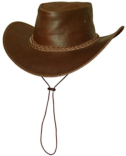 Black Jungle Broome - Cowboyhut aus Rindsleder mit Kinnriemen (M, Braun)