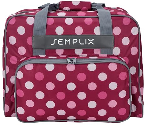 SEMPLIX Nähmaschinentasche Polka Dots 45x34x24, stabile Transport und Aufbewahrungs Tasche in vielen frischen Farben, für alle gängigen Haushaltsnähmaschinen
