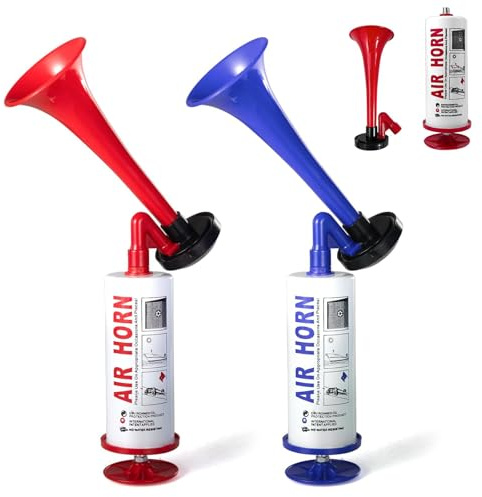 Fine jade2 2 Stück Airhorn Druckluft Hupe Druckluftfanfare Air Horn Extrem Laut Tragbare Krachmacher Horn für Sportveranstaltungen Bootfahren Partys Geburtstage Camping Graduierung Blau