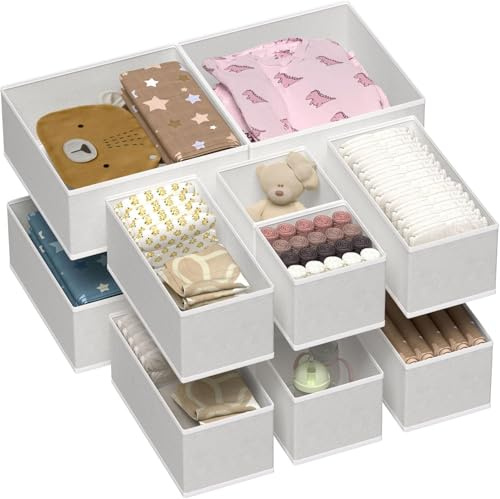 Vtopmart 12 Pack Kleiderschrank Organizer, Faltbare Schrank Organizer Kleiderschrank, Aufbewahrungsbox Stoff für Babykleidung, Unterwäsche, Socken