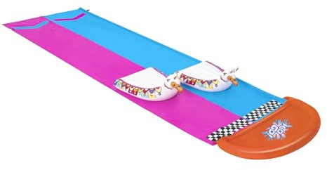 Bestway H2OGO! 2er-Wasserrutsche mit aufblasbaren Lama-Schwimmtieren, 487 x 138 cm, 52320