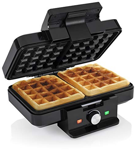 Tristar WF-1165 Waffeleisen – zwei Waffeln pro Durchang, antihaftbeschichtet, 1000 Watt, regelbarer Thermostat