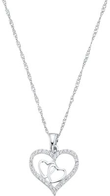 Amor Kette mit Anhänger 925 Sterling Silber Damen Halsschmuck, mit Zirkonia synth., Herz, Kommt in Schmuck Geschenk Box