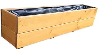 Holz Pflanzkasten 90 cm – Blumenkasten aus imprägnierter Fichte mit Folie & Drainage – Wetterfeste Balkon Pflanzbox für Garten Terrasse Fensterbank – Fertig montiert, D27 (Eiche, 90 cm)