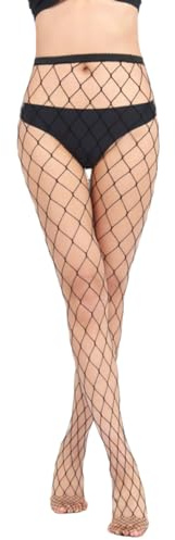 Sufune Netzstrumpfhose Schwarz für Damen, Fishnet Stockings Strumpfhosen Netzstrümpfe Fischnetz Strümpfe Sexy Elastisch Hohe Taille Strumpfhosen
