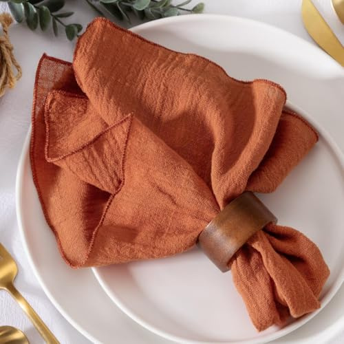 MLMW Terrakotta Stoffservietten Set von 10 Baumwoll-Leinen-Abendessen-Servietten Bulk Waschbar 41,9 x 41,9 cm für Vintage Hochzeit, Party, Babyparty, Brautdusche, Geburtstag