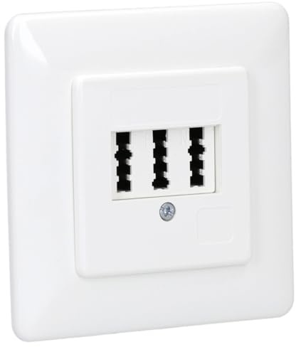Rutenbeck Unterputz TAE-Anschlussdose/Telefondose NFN für 1x Telefon + 2x Nebenstellen (Fax, AB, Modem) 3x6 polig 6 Schraubkontakte reinweiß 10210204