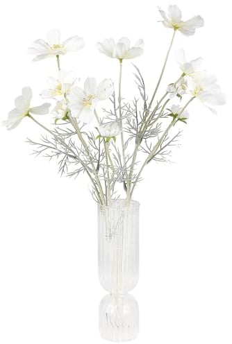 Künstliche Kunstblumen, 2 Stück Kosmos Pflanzen, Weiße Blumen, Künstliche Blumen für Drinnen und Draußen, Stoffblumen Dekoration und Kunsthandwerk für Hochzeit, Bankett, Blumenparty, Zuhause, Hotel