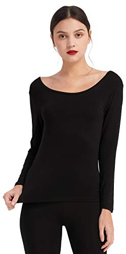 Mcilia Damen ultradünnes Modal-Unterzieh-Shirt mit tiefem Rundhals