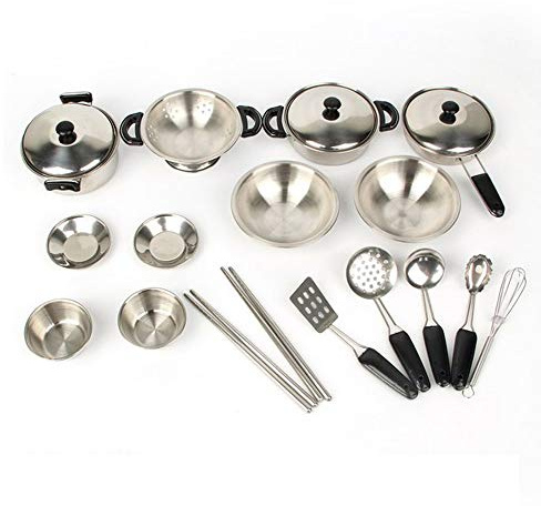 Kinder-Küchenutensilien, Spielzeug, Kinder-Küchenspielzeug aus Edelstahl, Küchenutensilien, Pan-Spielzeug-Set für Kinder, Jungen und Mädchen (1)