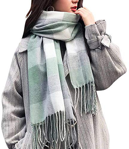 heekpek Damen Kariert Oversized Kaschmir Schal Lange Winterschal Weich Wraps Groß Karo Fransen Schals Warm für Herbst Winter
