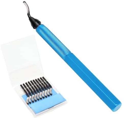 VASTOOLS Handentgrater Werkzeugsatz/Entgrater Werkzeug mit 10 Stück Schnellarbeitsstahl Ersatzklingen/für Stahl, Kupfer, Aluminium und Kunststoff