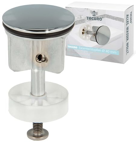 tecuro Universal Excenterstopfen Ablaufstopfen, Ø 40 mm, für 1 1/4 Zoll Ablaufventil, hochglanzverchromt