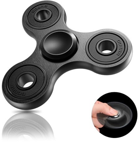 Coolden Fidget Spinner Metall Fidget Toys EDC Hand Spinner Hochwertig Schleuderzeit 2-5 Min Angst Anti Stress Spielzeug Geschenk für Kinder Erwachsene Edelstahl Finger Kreisel für Büro Schule Schwarz