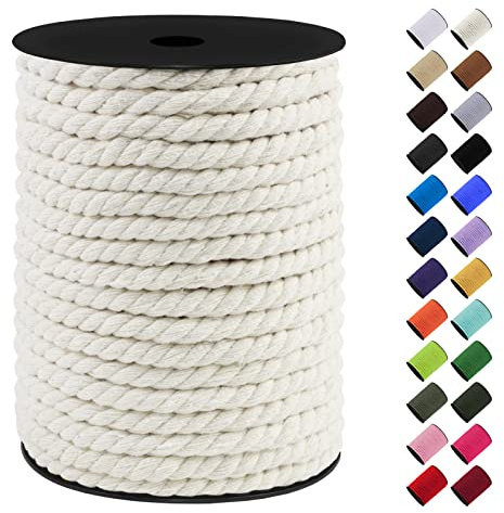LEREATI Makramee Garn 8mm x 40m, Baumwollkordel Bunt Baumwollseil Geflochten Baumwollschnur, Baumwollgarn für DIY Basteln Hängepflanze Pflanze Aufhänger Wandbehang Weben Dekoration (Natürlich)