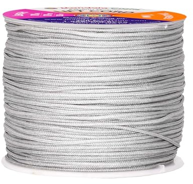 Mandala Crafts Jalousienschnur, schnur aus geflochtenem Nylon für RVs, Fenster, Lampenschirme und Rollen (1 mm, grau)