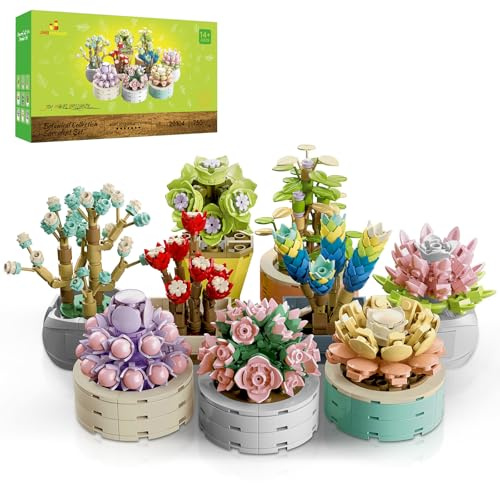 JMBricklayer Blumen Sukkulenten Bonsai Bausteine Set 20104, Blumenstrauß Klemmbausteine für Erwachsene, Home Dekor, Botanical Collection, Geburtstagsgeschenke zum Muttertag für Mädchen und Frauen