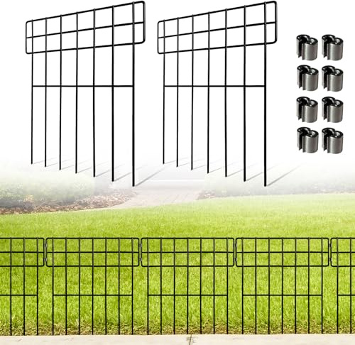Thealyn 10er Set Metall-Gartenzaun, dekorativer Beetzzaun 43 cm H x 33 cm B, Gesamtlänge 3,3 m, Steckzaun für Terrasse und Garten, zur Abgrenzung von Beeten und Wegen