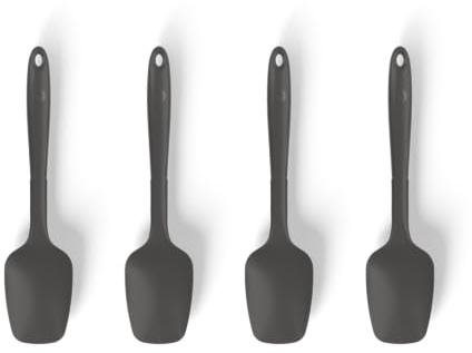 Kochblume Flexlöffel Silikon – Kochlöffel in S & L, einzeln oder 2er-Set (Anthrazit, S 4er Set)
