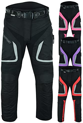 Texpeed Motorradhose Damen Mit Protektoren - Wasserdicht Motorroller Textil Für Sommer oder Winter - Zertifiziert Rüstung (EN 1621-1) Schwarz - 3XL Taille/Regulär Bein
