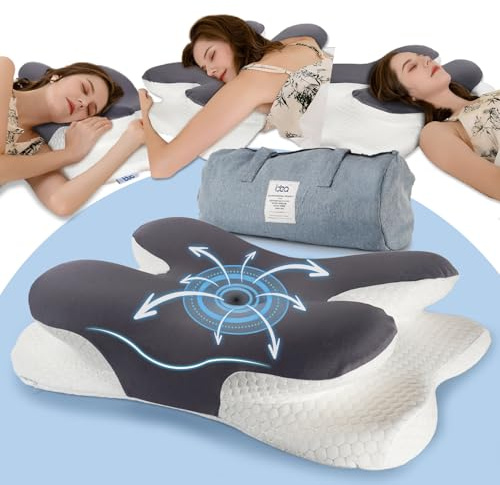 IDEA Orthopädisches Kissen aus Memory Foam – Ergonomisches Nackenstützkissen gegen Schnarchen & Nackenschmerzen – NackenkissenOrthopädische Testsieger für Seiten-, Rücken- und Bauch inkl. Reisetasche