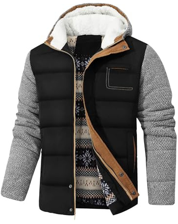 Zaitun Herren Winterjacke Warm Fleecejacke mit Kapuze Outdoor Jacken | Thermo Daunenjacke,Sherpa Jacke,Gefüttert Windbreaker,Dicke