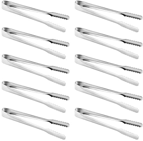 Homgaty Eiszange Set, 10 Stück Edelstahl Zuckerzange Eiswürfelzange Salatzange Gebäckzange Süßigkeiten Candy Clip Servierzange Küchenzange für Hochzeit Party Bar Büfett Grill Picknick