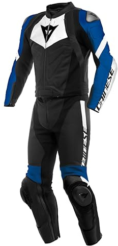 Dainese Avro 4 2-Teiler Motorrad Lederkombi, schwarz/weiß/blau, 54