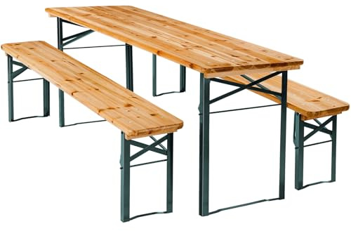 tectake® Bierzeltgarnitur klappbar, Biertisch Klapptisch mit 2X Bierbank, Gartenmöbel Set, Camping Zubehör, Klapptisch Esstisch, Camping Tisch faltbar, Balkontisch, Campingtisch klappbar