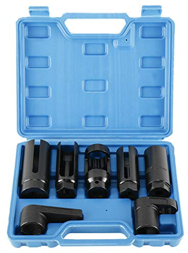 FreeTec 7tlg Lambdasonden Schlüssel Set, 22 mm 27 mm 29 mm Lambdasonden Nuss, Lambda Sonden Werkzeug Steckschlüssel Nüsse Set for Demontage Lambdasonde Auto
