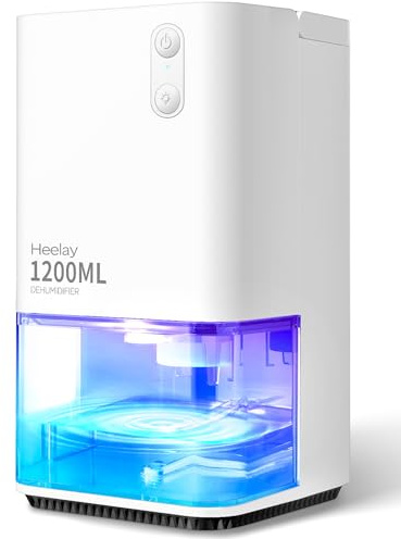 Heelay® Luftentfeuchter, 1200ML Kleiner Energiesparender Elektrischer Luftentfeuchter,Tragbar,Ultra Leise,Auto Abschaltung,7 Farbiges Licht,Raumentfeuchter Dehumidifier für Schlafzimmer,Bad,Home
