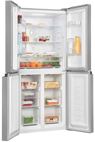 Exquisit MD365-125-040D Multidoor Kühlschrank - 362l NoFrost Inoxlook | Cross Door Kühl-Gefrierkombination mit 125l Gefrierteil, Frischefach, LED-Display und digitalen Kontrollpanel