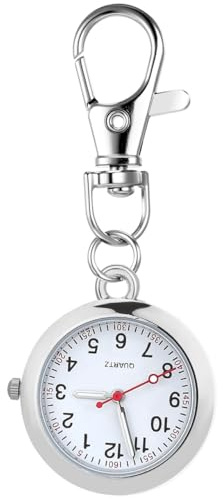 ULTECHNOVO Krankenschwester Taschenuhr mit Schlüsselschnalle Runde Taschenuhr Schlüsselanhänger Uhr Arzt Brosche Fob Watch Tragbare Schlüsselanhänger Uhr für Männer Frauen Krankenschwestern