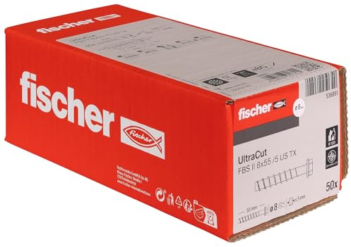 fischer UltraCut FBS II 8x55 5/- US TX Sechskant, leistungsstarke Betonschraube für den Innenbereich, zur sicheren Befestigung in Beton & Mauerwerk, galvanisch verzinkt, 50 Stk.