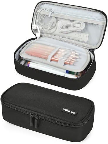 YOKUMA Federmäppchen mäppchen federtasche federmappe etui Schule groß Kapazität für Teenager Erwachsene schlamppermäppchen federpenal schulmäppchen Aesthetic Pencil case (schwarz)