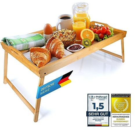 GOODS+GADGETS® Frühstückstablett fürs Bett aus Bambus - 70x45 cm XXL