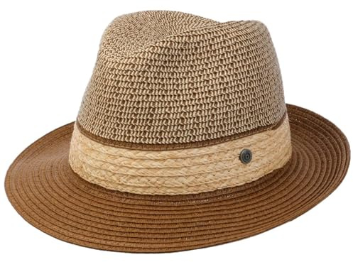 bugatti Straw-Mix Bogarthut Strohhut Sommerhut Sonnenhut Herrenhut (L (58-59 cm) - braun)