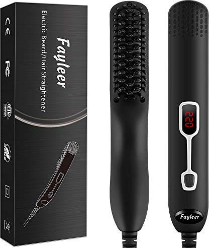 Bartglätter für Männer, fayleer Bart Glätteisen Beard Straightener Bart Glätter Bart Glättbürste Haarglätter Bürste mit 6 Einstellbare Temperaturen 120-220°C LCD-Anzeige