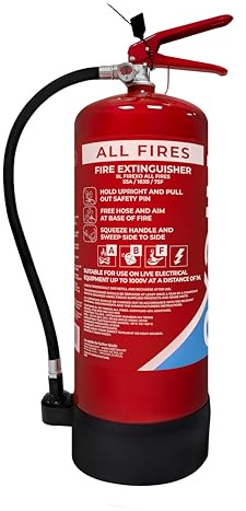 Firexo Feuerlöscher (9 Liter) – Alle Feuerarten – Mehrzweck-Feuerlöscher für Haushalt, Küche, Grill, Heimgebrauch, Gewerbe, Industrie und Büro