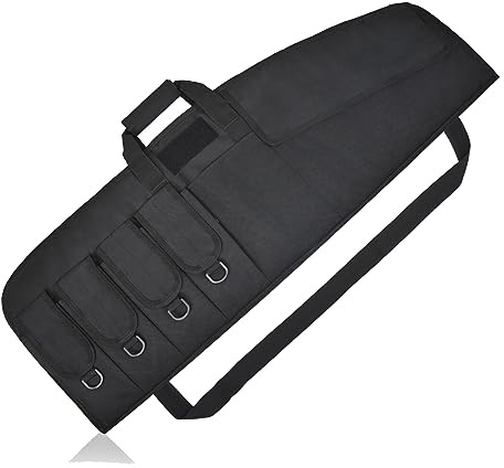 AUMTISC Waffenkoffer Waffentasche Gewehrkoffer Luftgewehr Tasche für Taktische Zielfernrohrgewehre mit externen Magazintaschen Schaumstoffpolsterung Abschließbarer Reiß