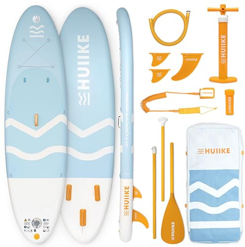 HUIIKE Stand Up Paddling Board 10' und bis zu 130 kg mit Zubehör Inklusive | Zum Kajak Umbaubar mit Paddel, Pumpe, Finnen und Leash. Paddle SUP Board Aufblasbar Hohe Stabilität und Widerstandsfähigkeit