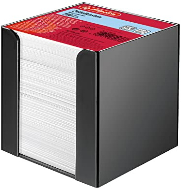 Herlitz 1600360 Notepad Zettelkasten 9x9x9cm, 1 Set, schwarz, 700 Blatt weiß gefüllt