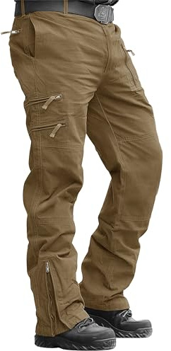 MAGCOMSEN Cargo Hosen Herren Militar Hose Army Ranger Hosen Outdoorhose mit Seitentaschen Jagdbekleidung Baumwoll Wanderhose Braun, 34