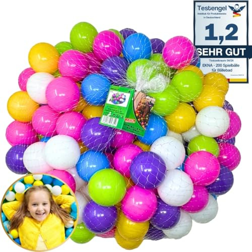 EKNA 200-600 Spielbälle für Bällebad - Ø5,5cm Spielbälle Kinder Bällebad - Farbenfrohe Bälle für Bällebad - Baby Plastikbälle - Bunte Auswahl für Mensch & Tier! (200x-400x-600x)